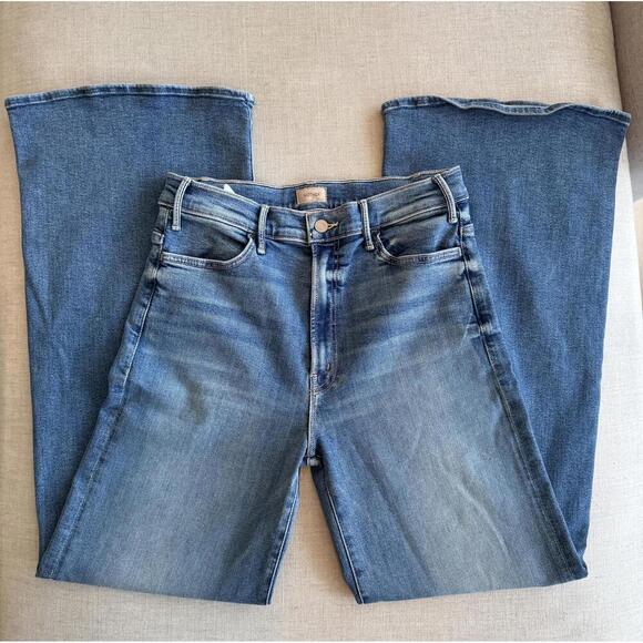 MOTHER Hustler Roller Sneak Jeans Riding the Cliffside Flare Size 31 Blue - Picture 3 of 8
